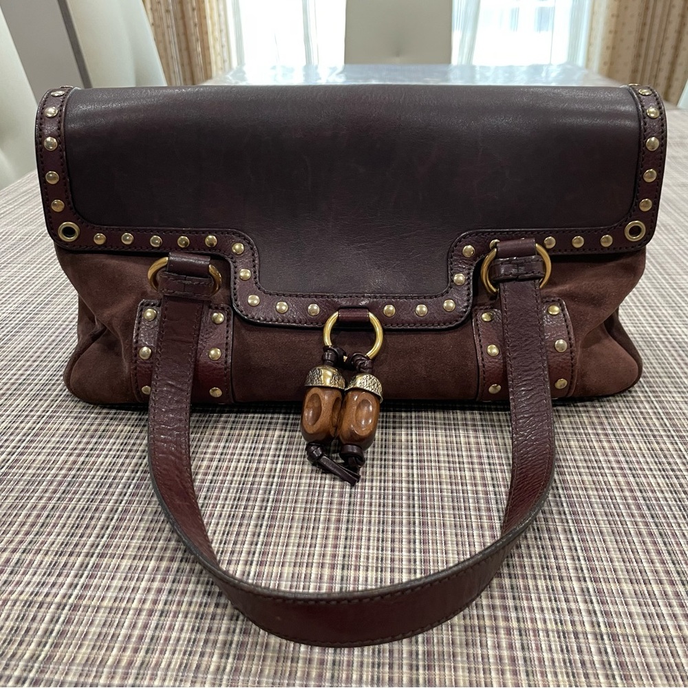 YSL Saint Laurent Elegant Brown Leather and suede Bag
